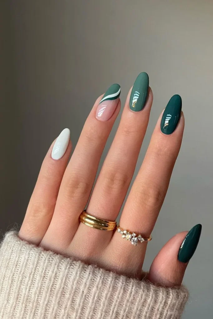 Almond green nails