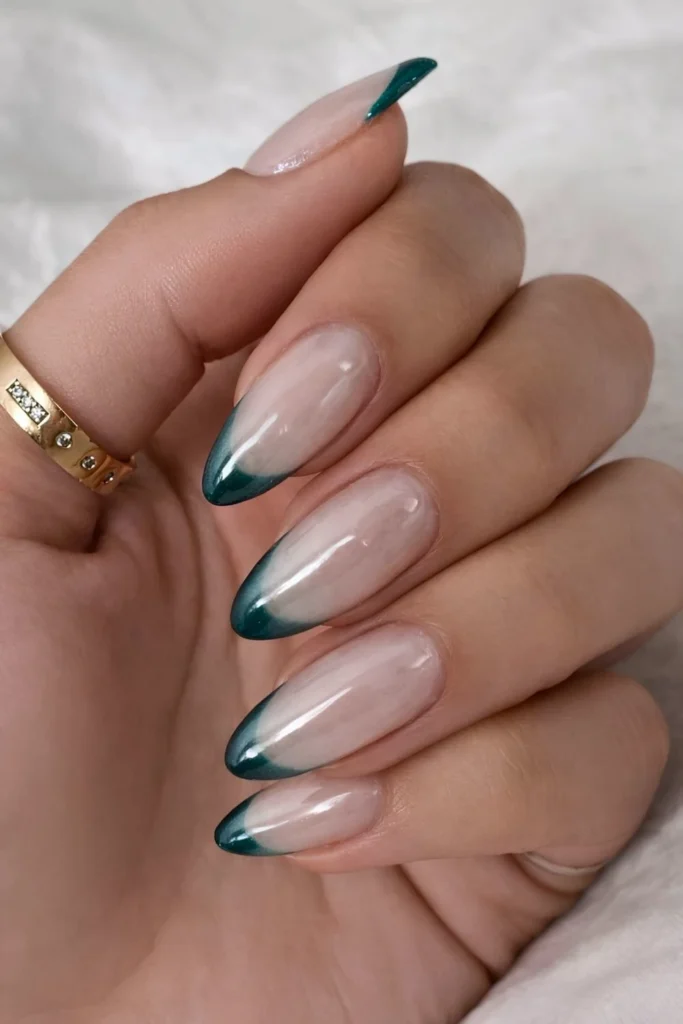 Almond green nails