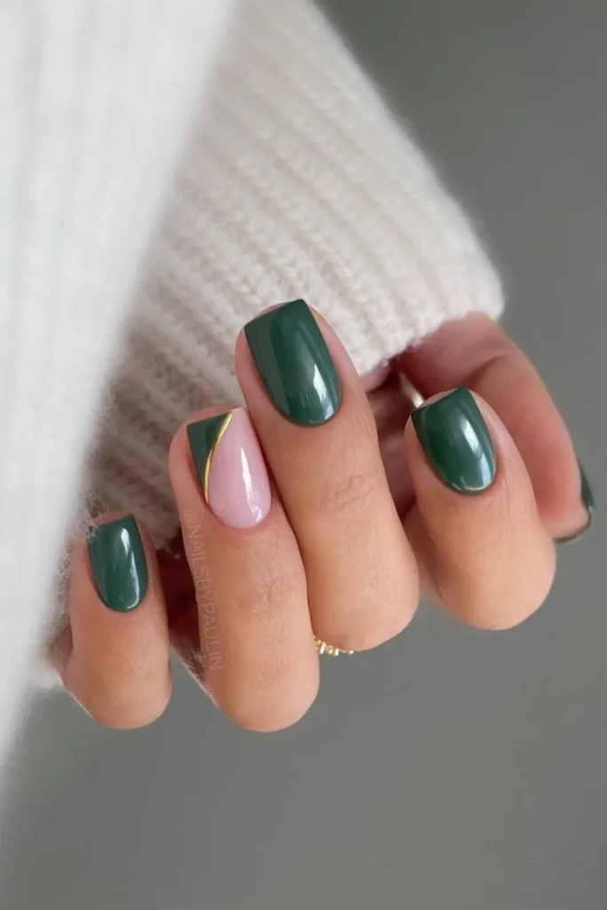 Almond green nails
