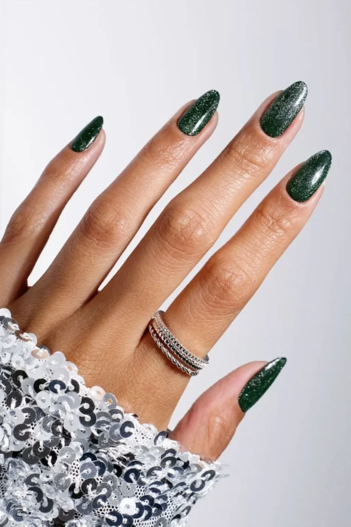 Almond green nails