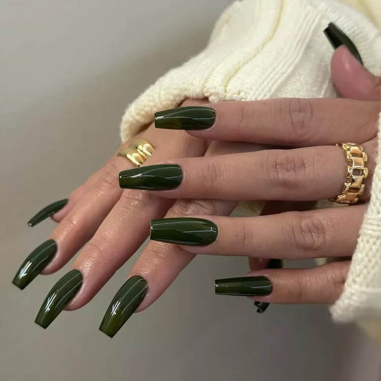Square green nails