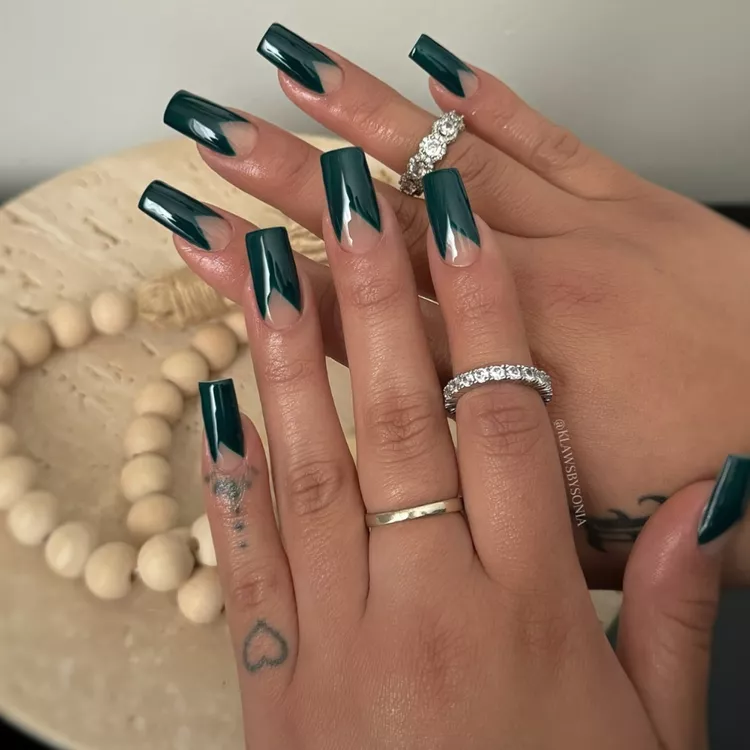 Square green nails