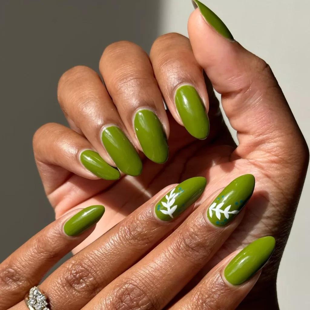 olive green Green Nails for Spring