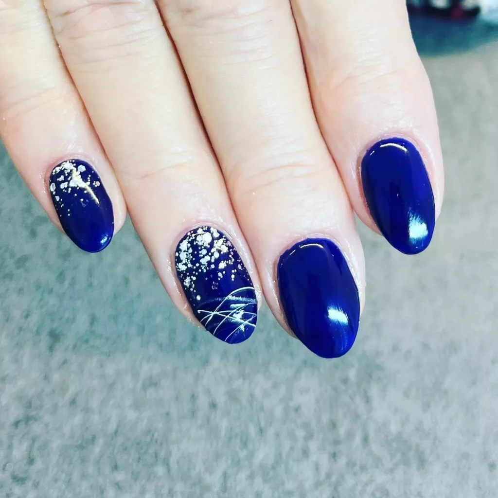 blue and silver stylish nails