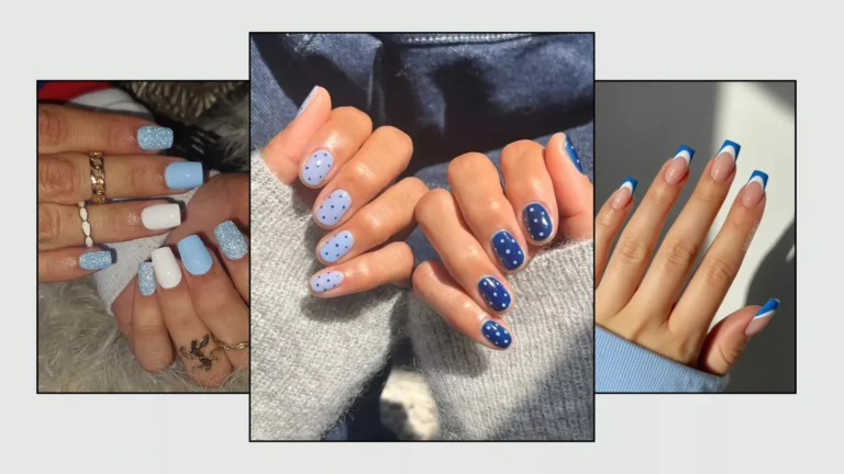 blue and white nails