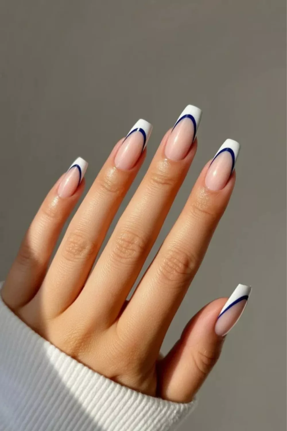 blue and white nails trendy style