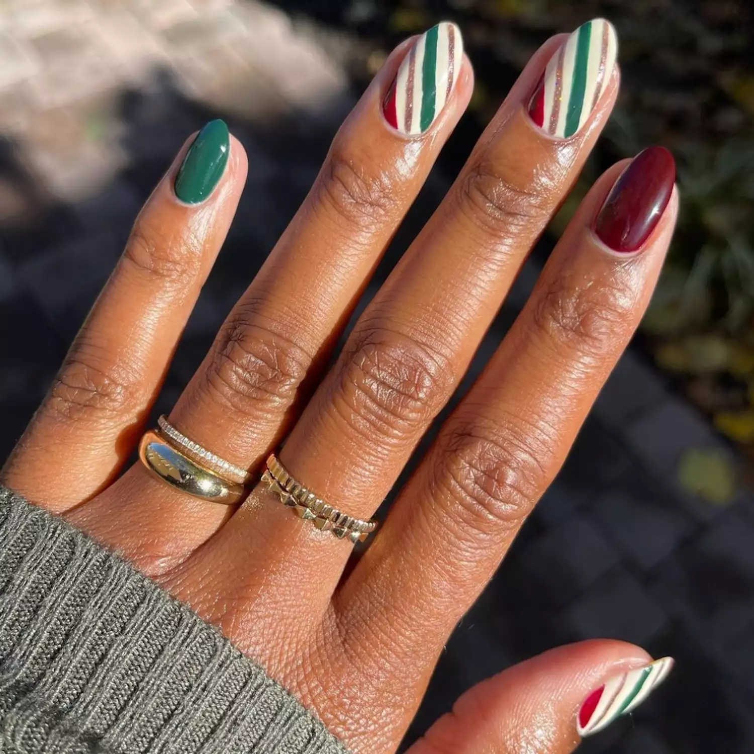 modern red and green nails