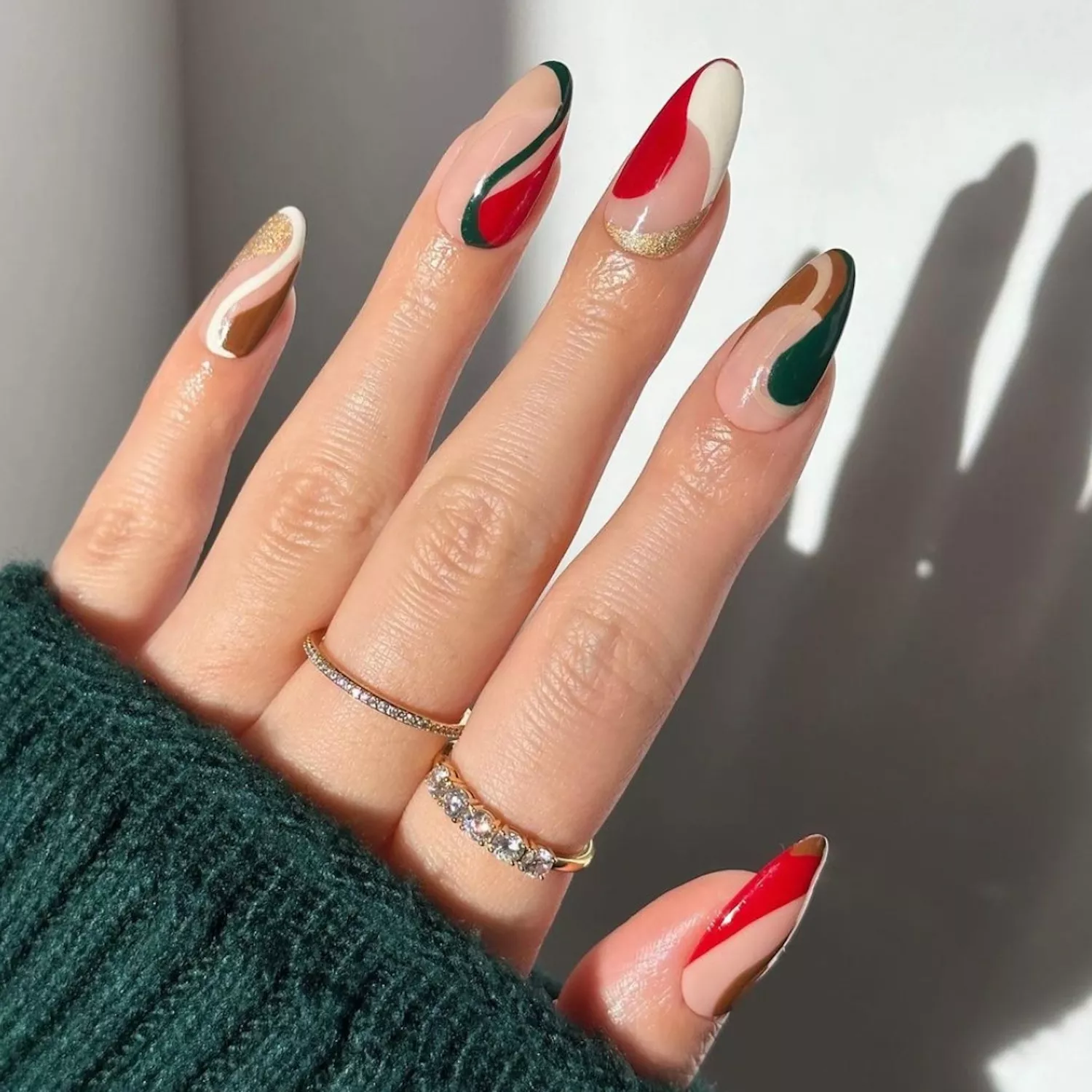 creative red and green nail art